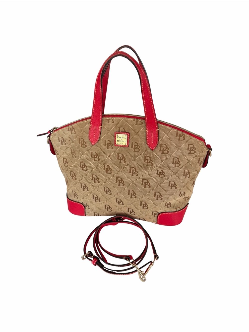 Dooney & Burke Large Gabriella Satchel Bag Classic DB Monogram Quilted Canvas